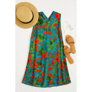 Philosophy Blue Floral Sleeveless Swing Dress – Women Size Small